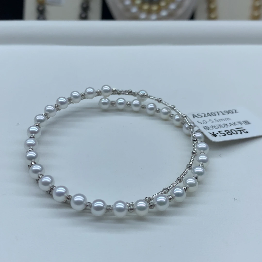 淡水珍珠手绳未镶嵌5-5.5mm淡水珍珠手链