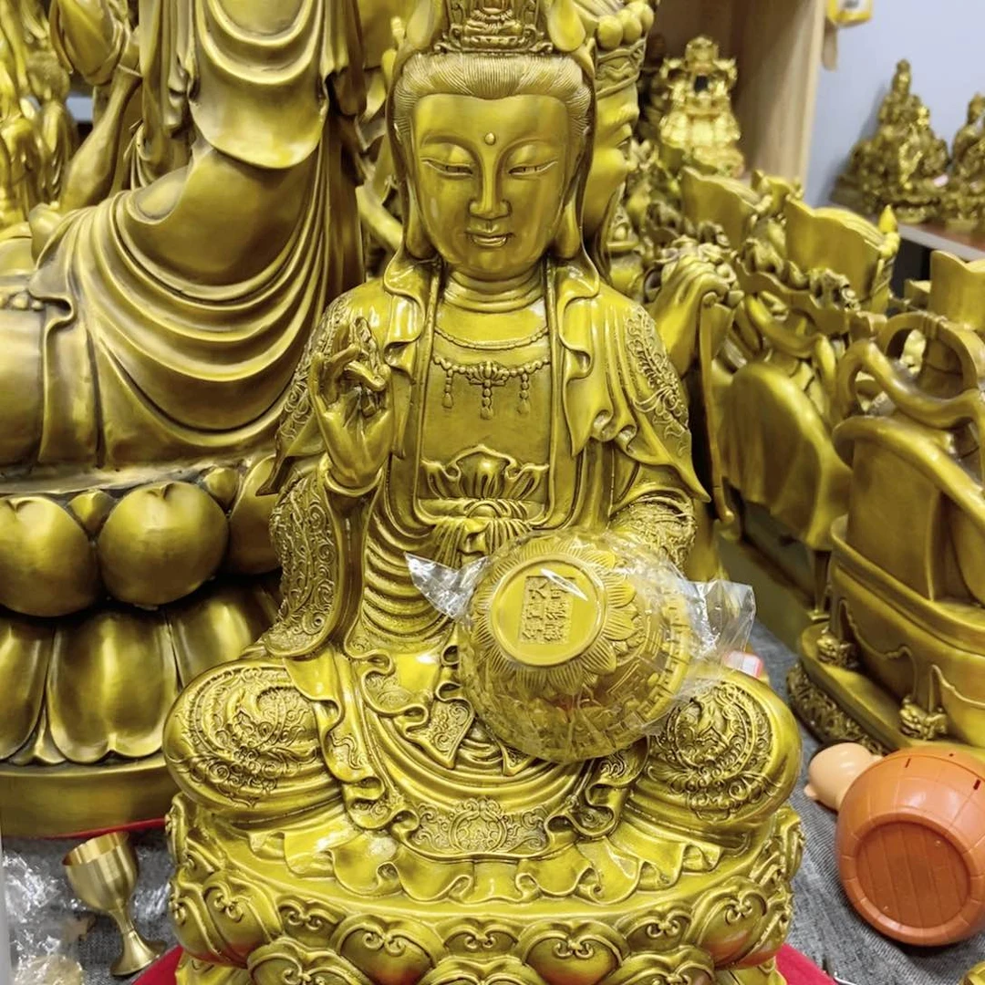 【闪购商品】巧*铜观音39厘米带8聚宝盆