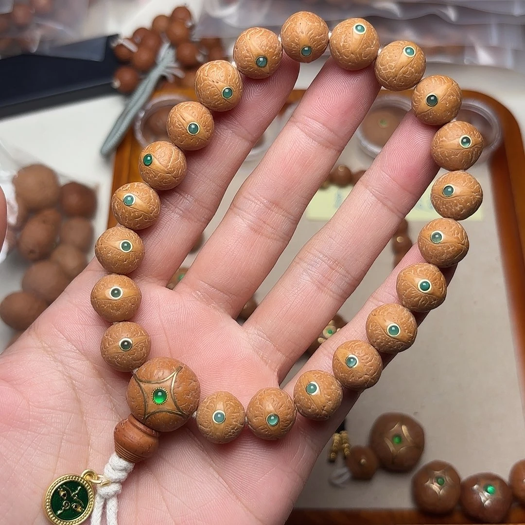 凤眼菩提手串精品单仓正圆镶嵌款手串1.2福利