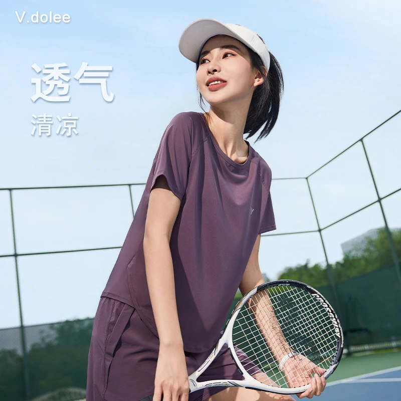 【凉感透气】夏款瑜伽服上衣微胖女款速干健身短袖宽松运动T恤9316