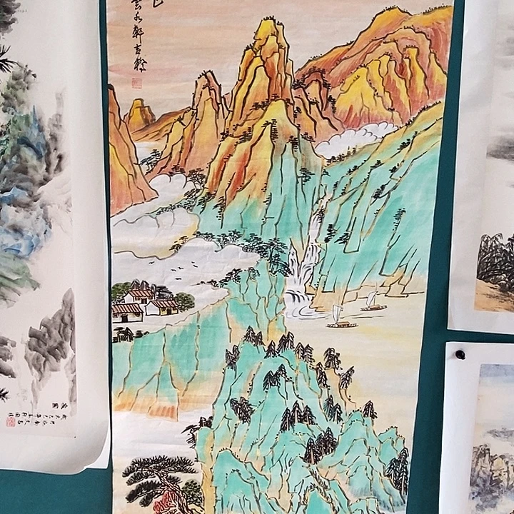 国画四尺手绘山水