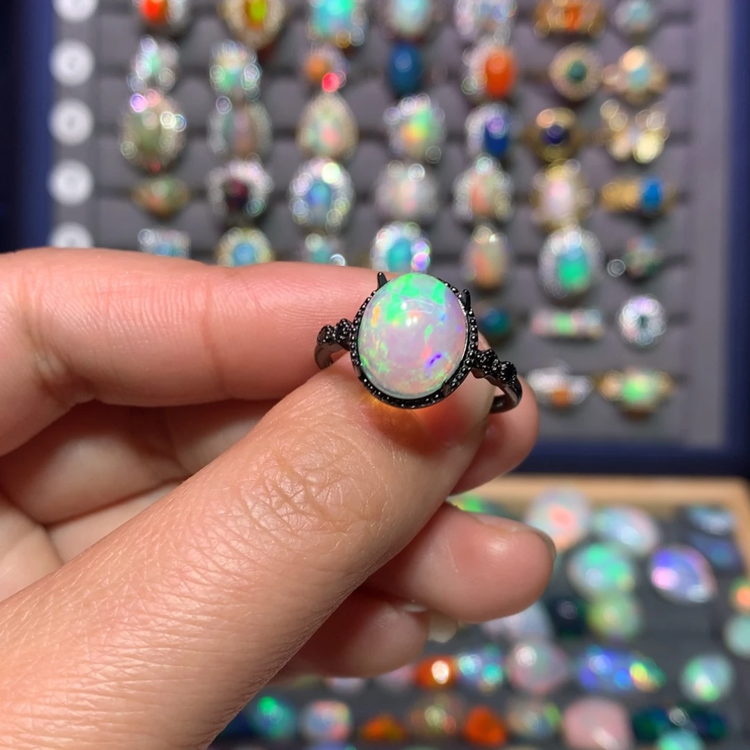 欧泊戒指款式银S925镶嵌?*哪