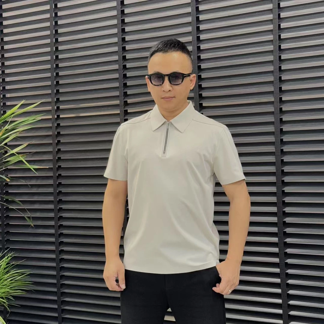 张先生欧货•508夏季男士简约修身桑蚕丝时尚商务休闲翻领短袖