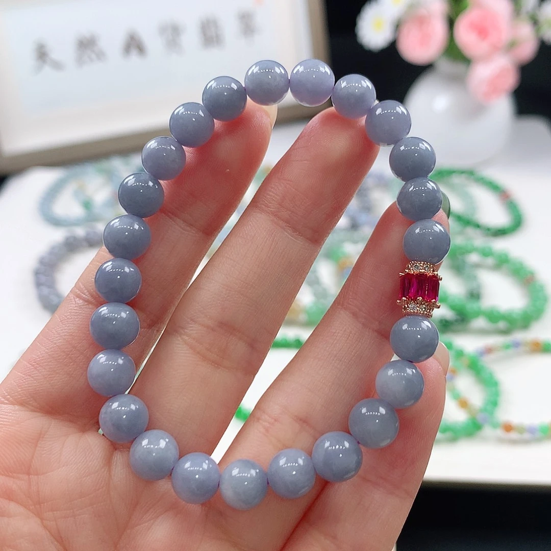 鱼***门翡翠未镶嵌手链手链7.5mm