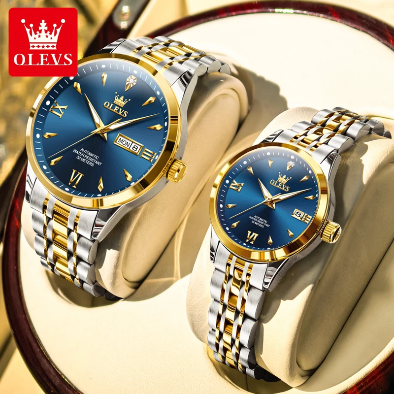 欧利时情侣手表一对经典全自动机械表简约防水腕表送礼物情侣对表