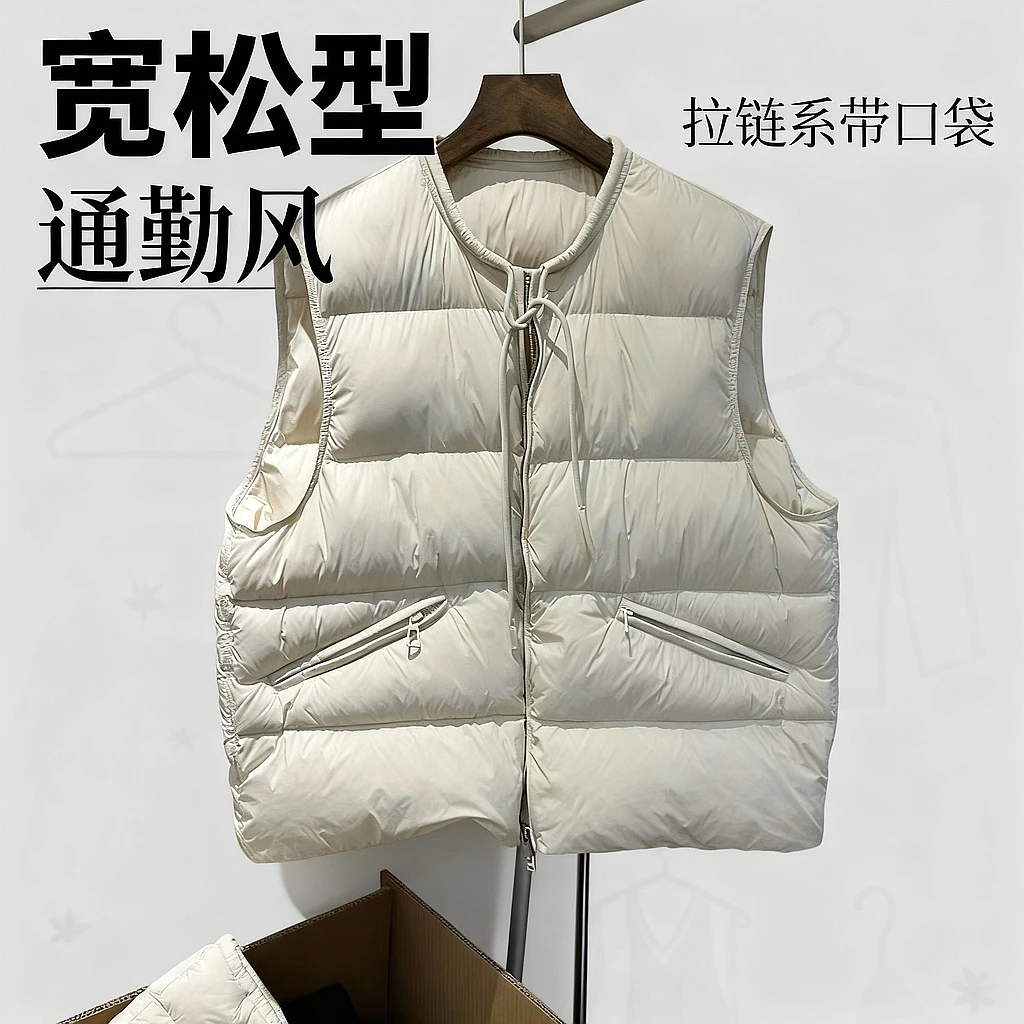 【300斤胖妹妹】欧货设计感洋气马夹女秋冬爆款卡其色背心马甲外套