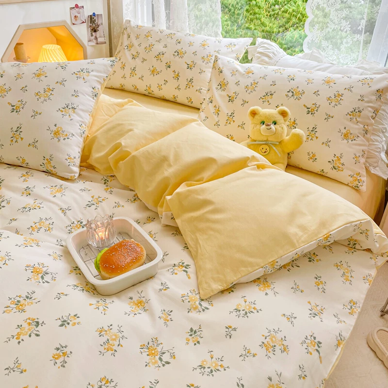 100%全棉小清新碎花四件套ins纯棉被罩学生宿舍床单家用床上用品