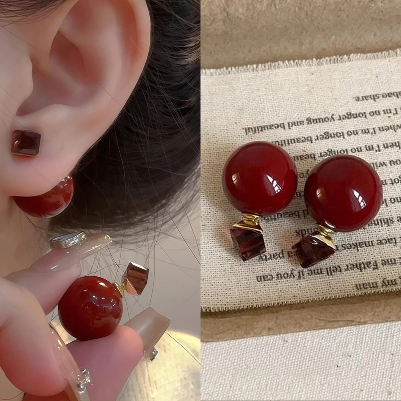 铜合金耳饰 方糖珠珠耳环一款两戴高级感轻奢耳钉时尚气质耳饰女