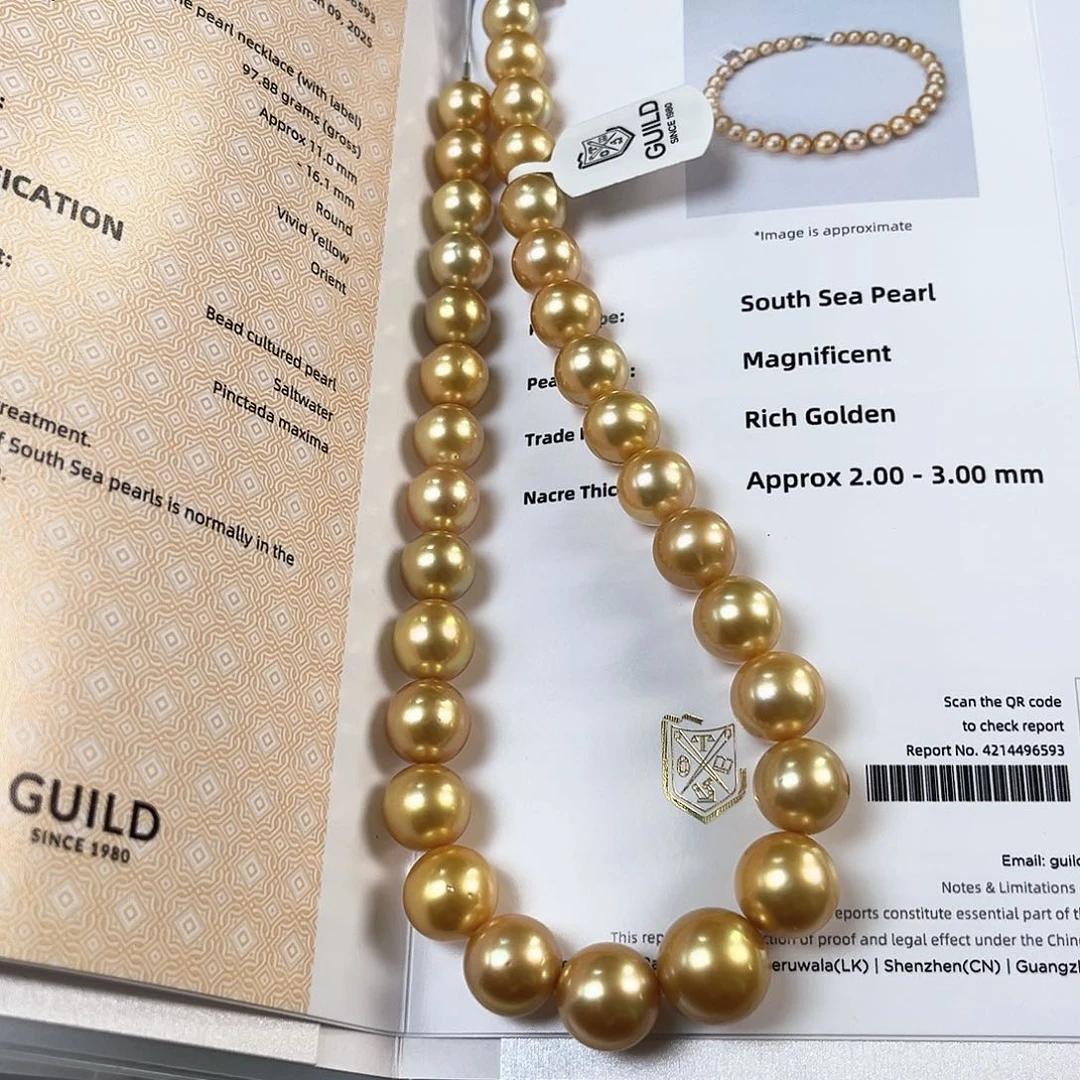 海水珍珠颈饰未镶嵌浓金四星半11-16.1