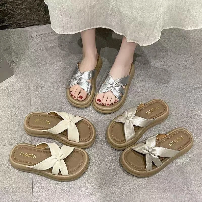 夏季厚款纳帕纹一字拖鸳鸯拖鞋韩版凉鞋纯欲辣妹风