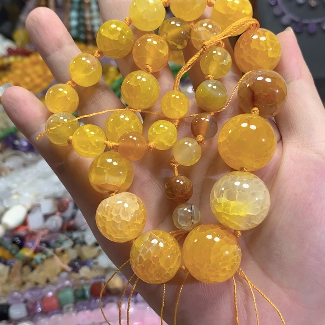 玛瑙/玉髓足银镀金镶嵌珠宝半成品塔链龙鳞玛瑙一条