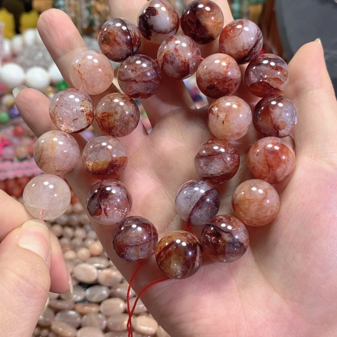 玛瑙/玉髓未镶嵌珠宝半成品牛血红胶花一条卡16mm