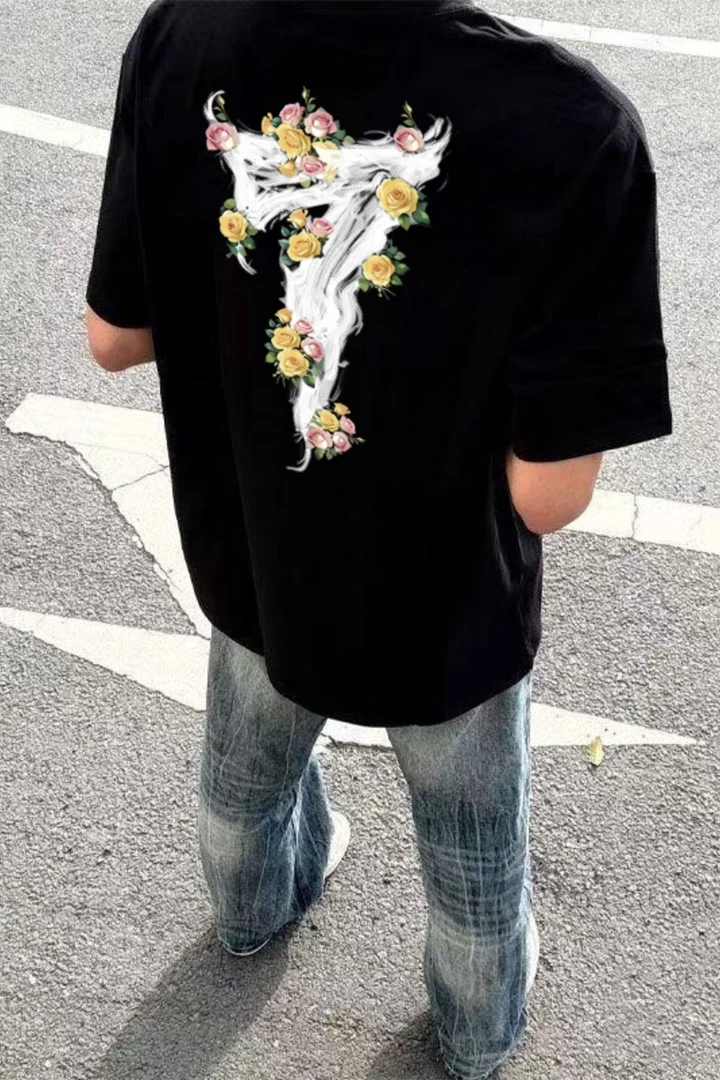 100%重磅纯棉美式嘻哈宽松潮流短袖体恤夏季新款潮牌高街纯棉T恤