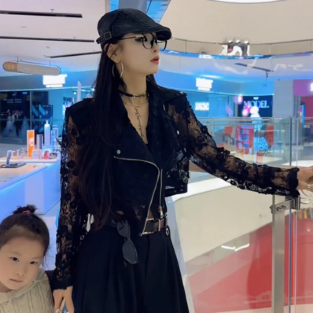 【C度笑笑力推】63883新品时尚定制拼接蕾丝短款外套