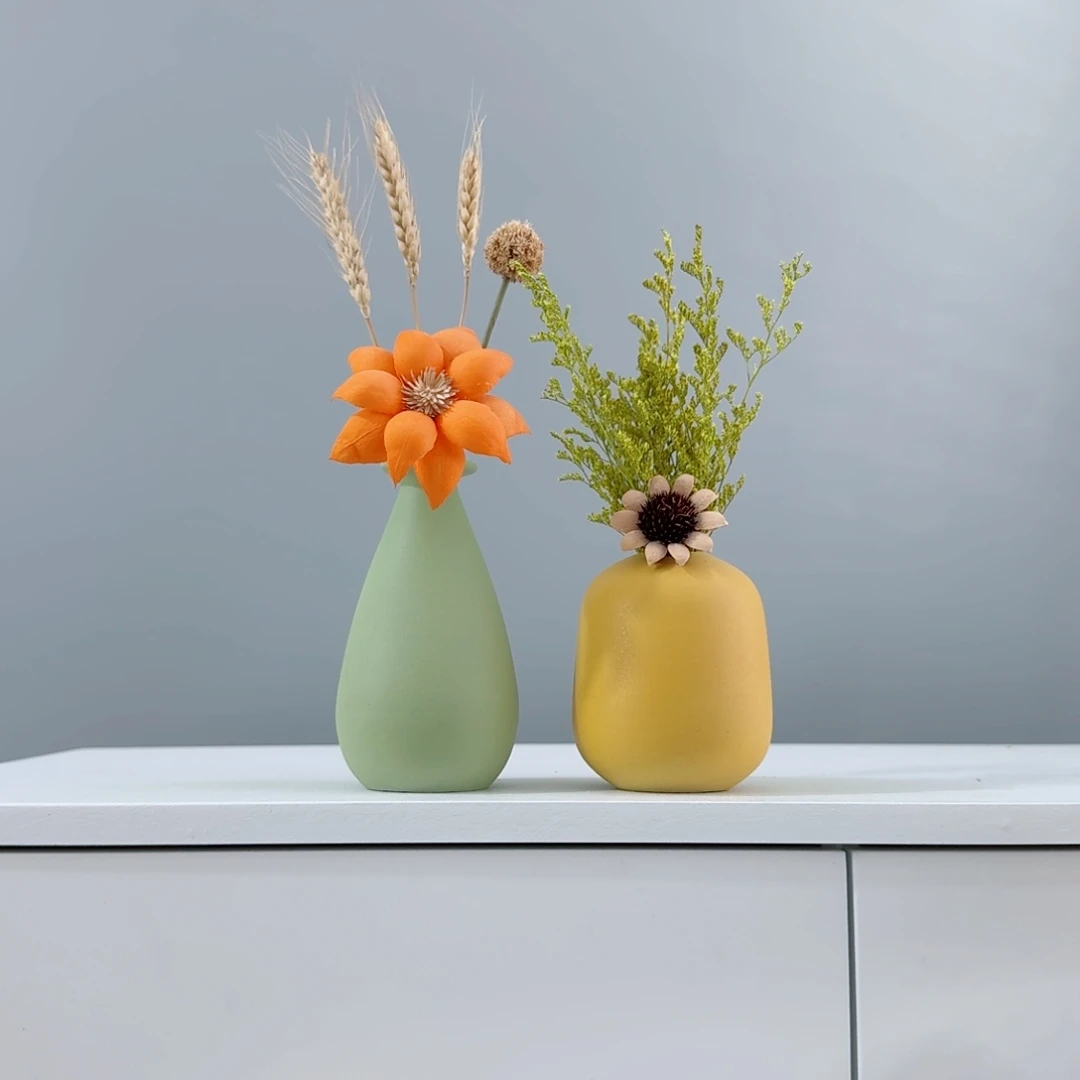 摆件陶瓷小花瓶含花总含花20-30cm