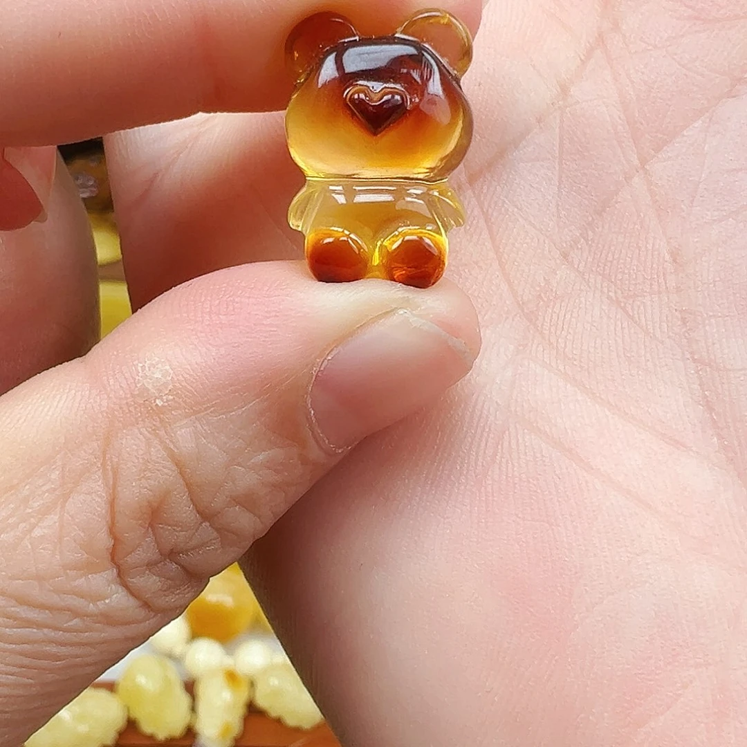 裸石琥珀未镶嵌_****?蜜蜡小熊