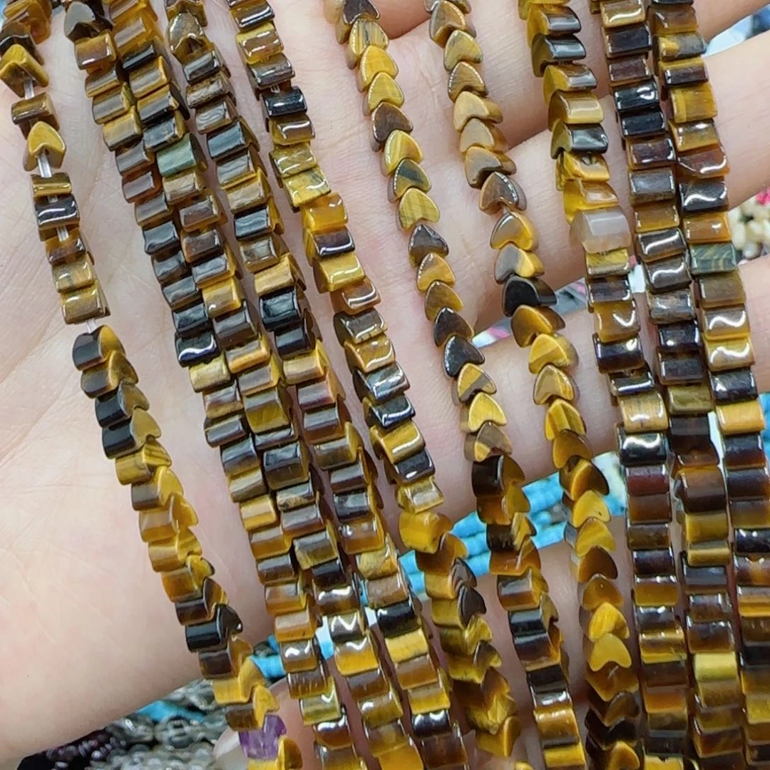 玛瑙/玉髓未镶嵌珠宝半成品一级虎眼石爱心一条