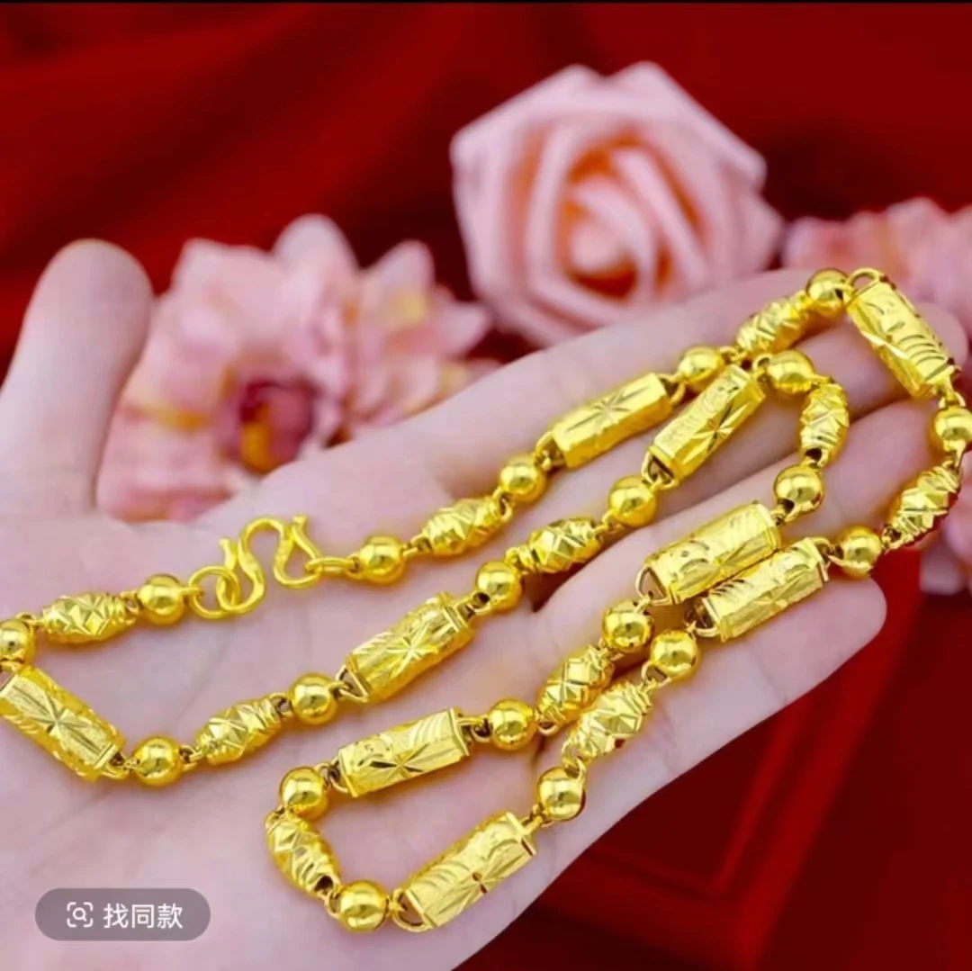 合金项链 【全家福项链】男士新款金色时尚空心百搭气质链