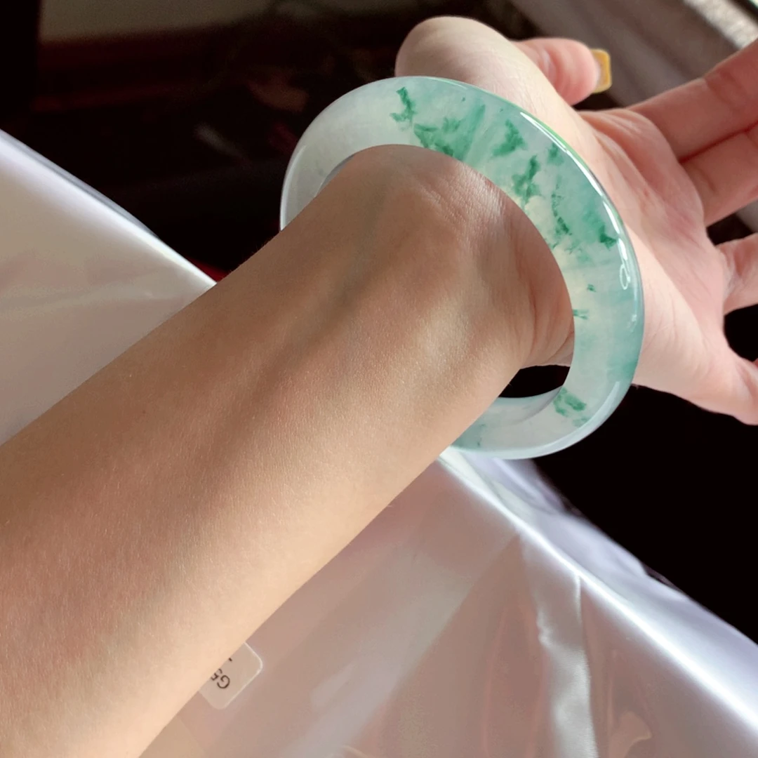 翡翠未镶嵌手镯57.2 绝美意境兰花大万品质（闪购7）灵