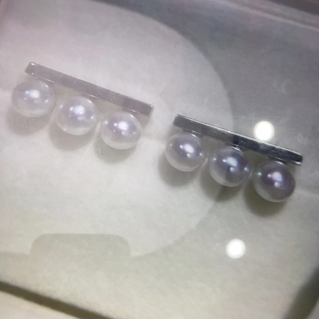 淡水珍珠耳饰银S925镶嵌m****i6-7