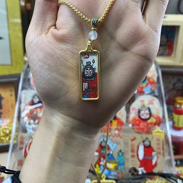 吊坠孤品朱砂项链奎爷辟邪锌合金带绳子