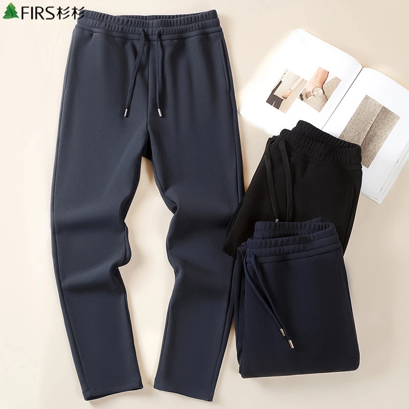 杉杉冬季爆款加绒加厚男士保暖裤直筒休闲百搭纯色易打理系带卫裤