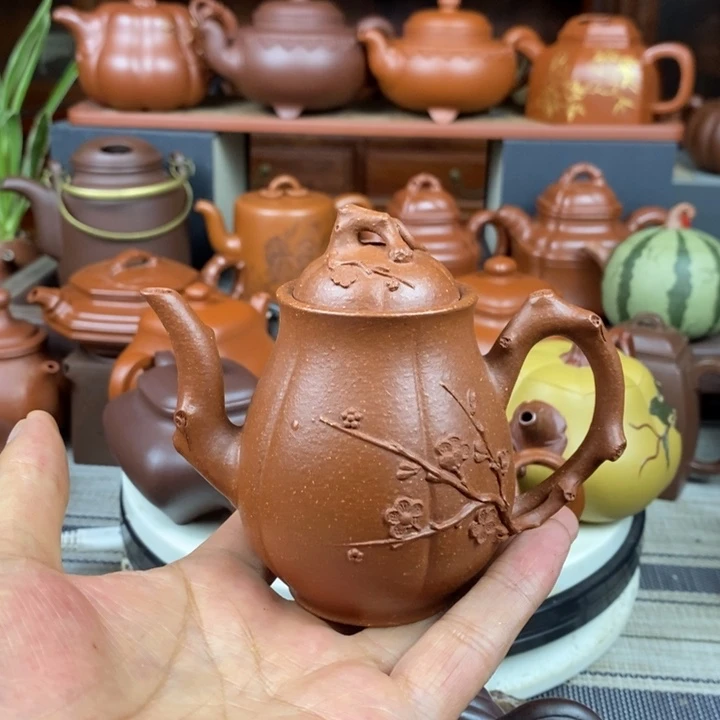 茶壶紫砂傲梅神韵180cc原矿宝山红降坡泥特价