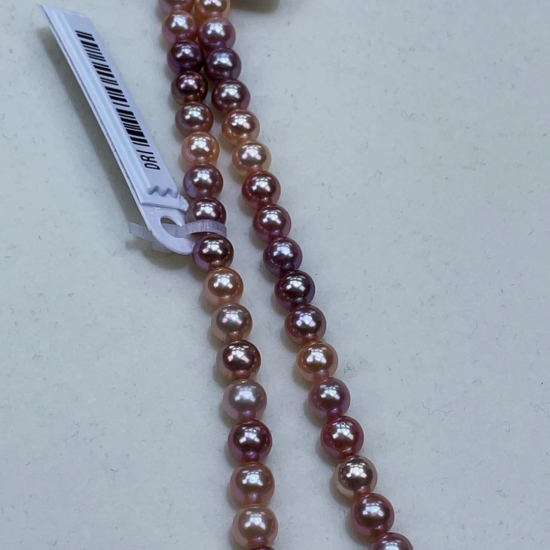 淡水珍珠颈饰银S925镶嵌7m炫彩正圆糖果