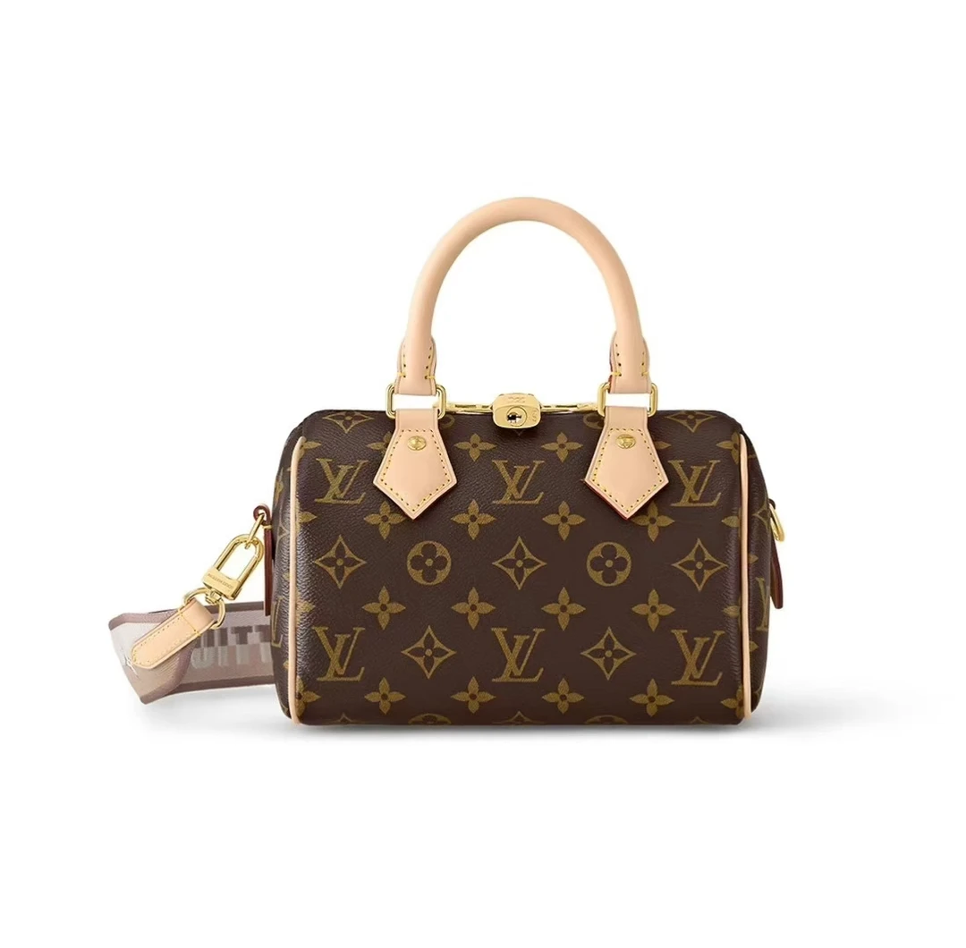 99新 LouisVuitton/路易威登 Speedy20 经典老花刺绣Logo