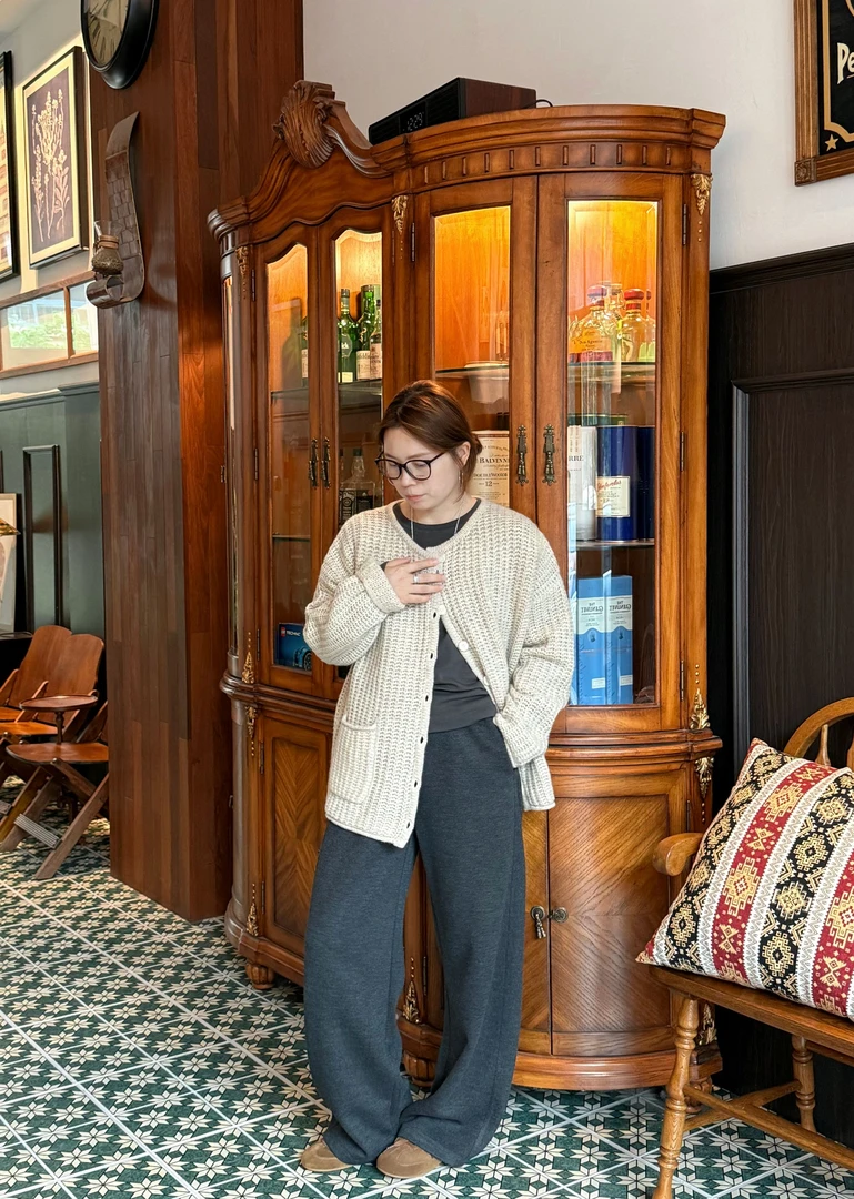 【凛冬】HANI秋冬新款 百搭长袖100羊毛圆领系扣针织毛衣M10