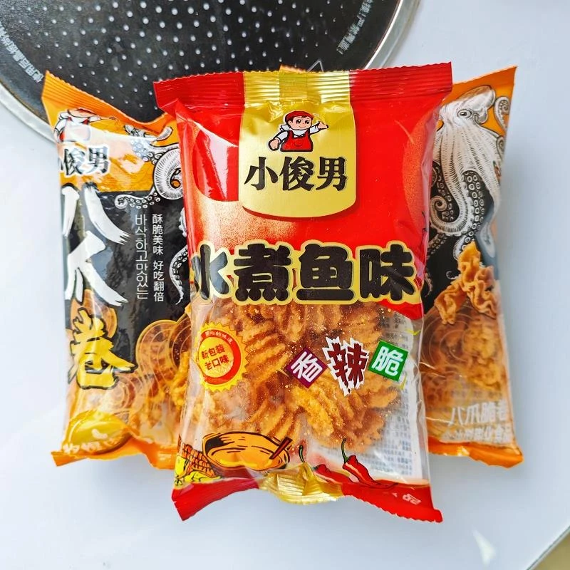 小俊男水煮鱼味八爪烧脆卷酱爆肉味小包装儿时怀旧解馋小零食品