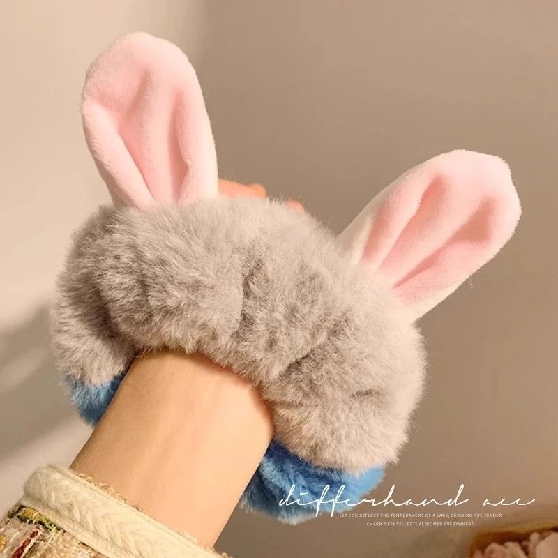 毛绒狐狸耳朵发绳疯狂动物城狐尼克发圈卡通可爱发饰新款兔子头绳