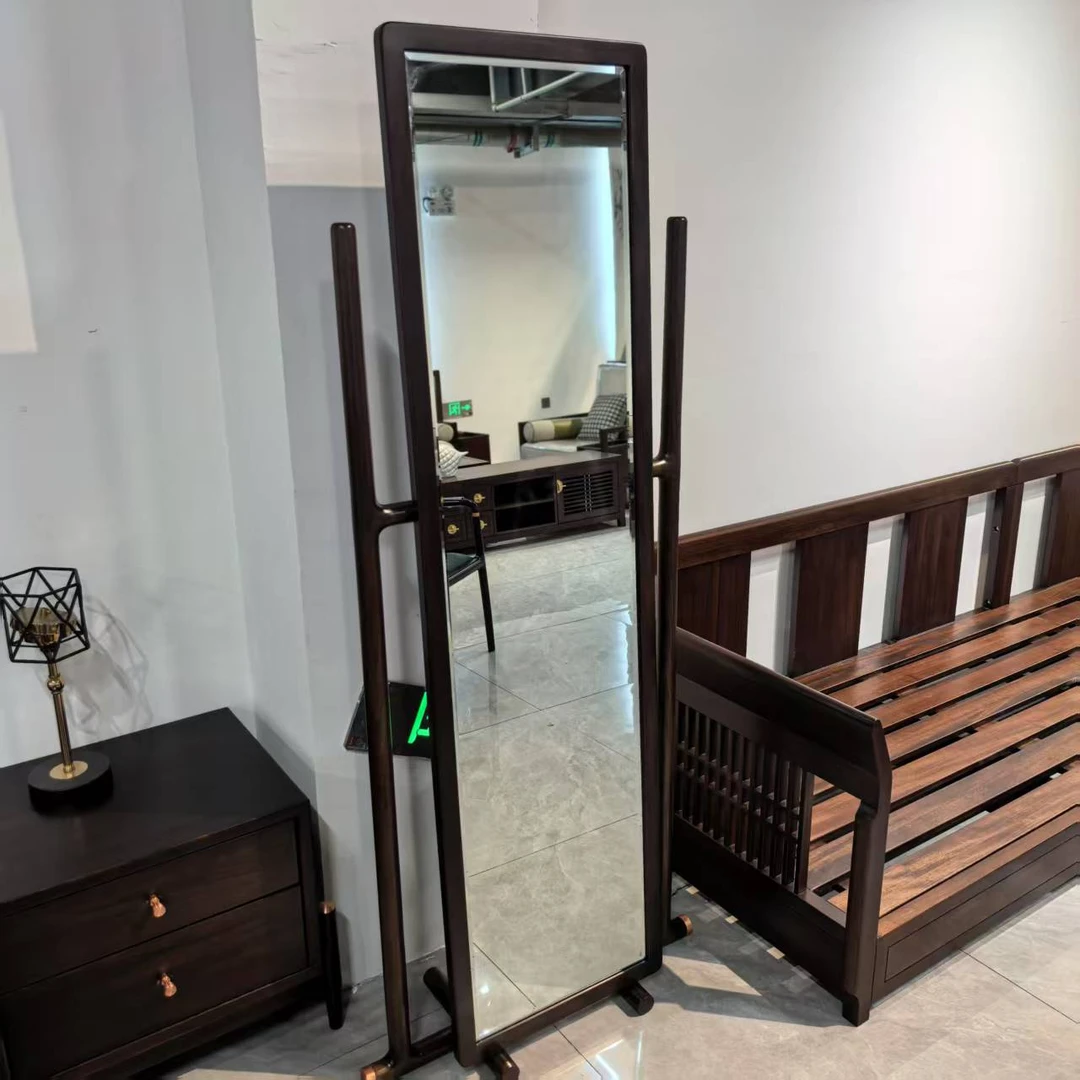 【阿雅专属】730*300*1700 黑檀木穿衣镜家用卧室新中式客厅玄关
