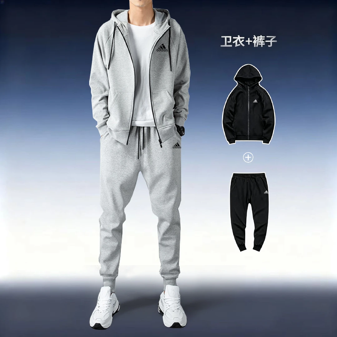 2025春秋季新款运动套装男休闲连帽外套长袖卫衣开衫两件套