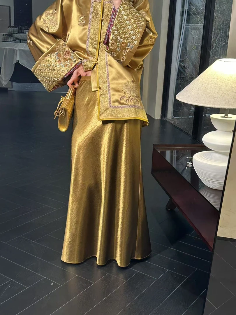 【喜一兮】2025春季上新新中式流光垂顺半身裙5DA-T225