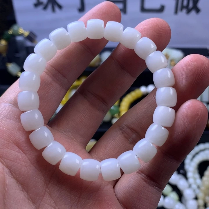 手串未镶嵌和田玉和田玉直切微瑕手串 介意勿拍