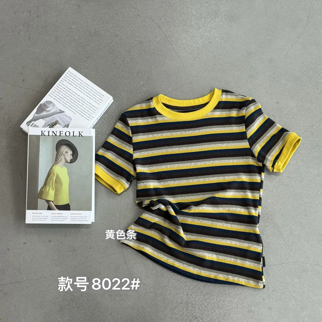 鑫燃KIKI 条纹撞色百搭T恤 8022 潇家