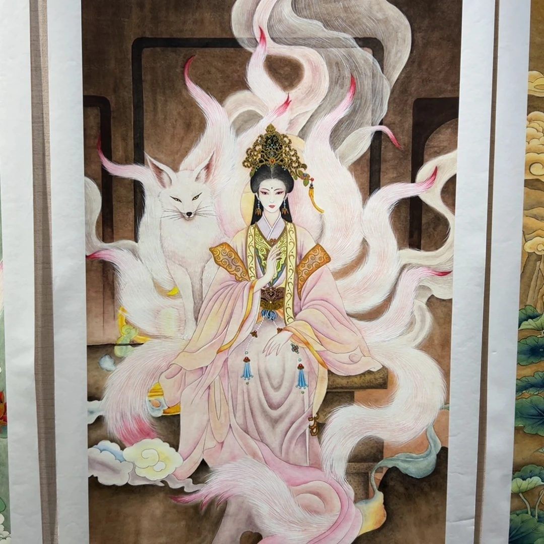 杭***施国画李老师粉色九尾娘娘