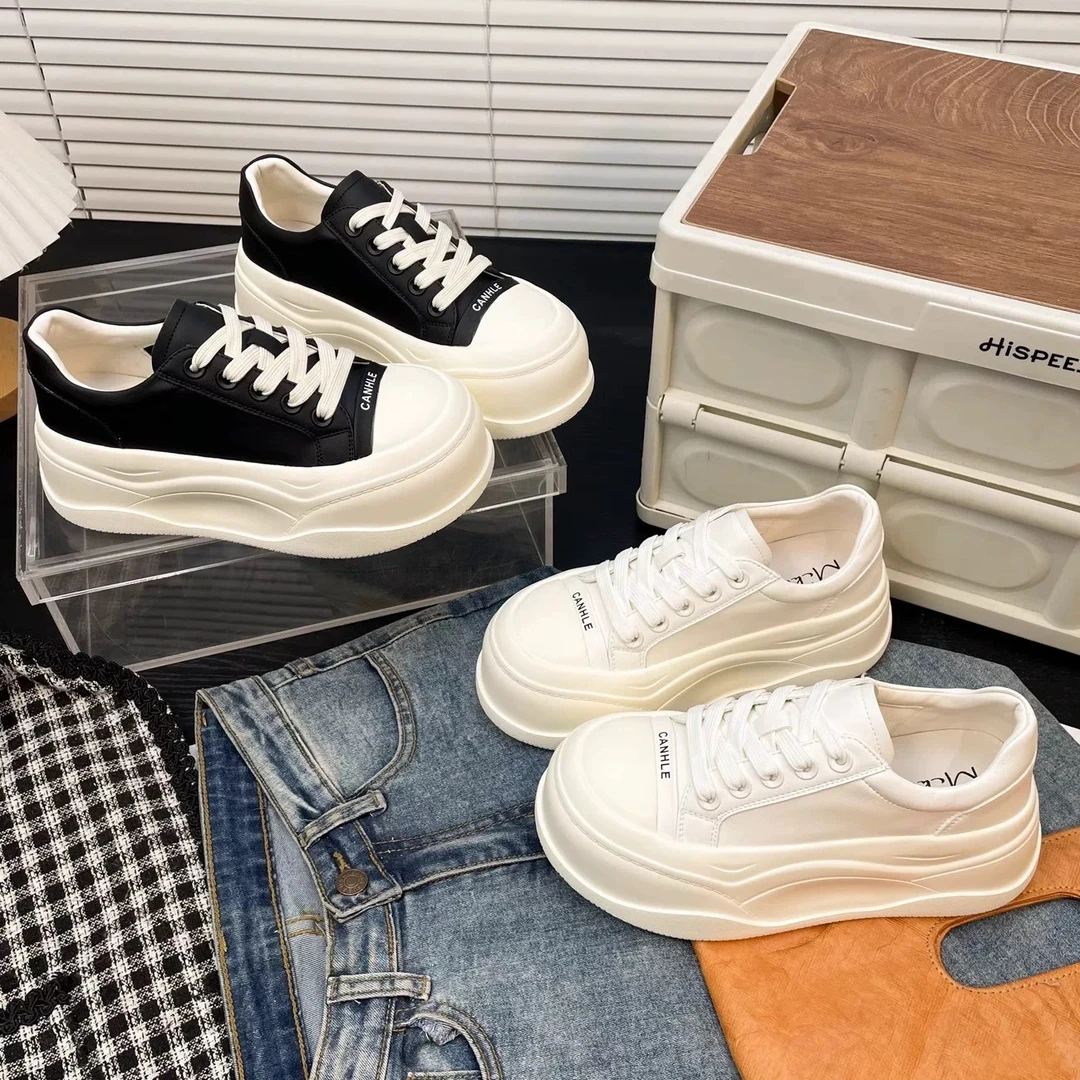 厚底德训鞋女鞋2025春秋新款百搭系带小白鞋爆款时尚休闲运动板鞋