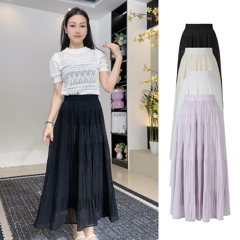 通勤风纱裙韩系仙女高腰蛋糕长女款套装女款长裙半身裙A字版