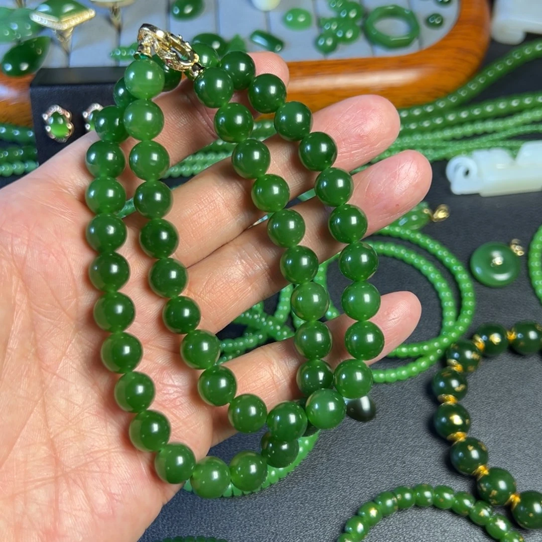 和田玉（碧玉）银S925镶嵌手链