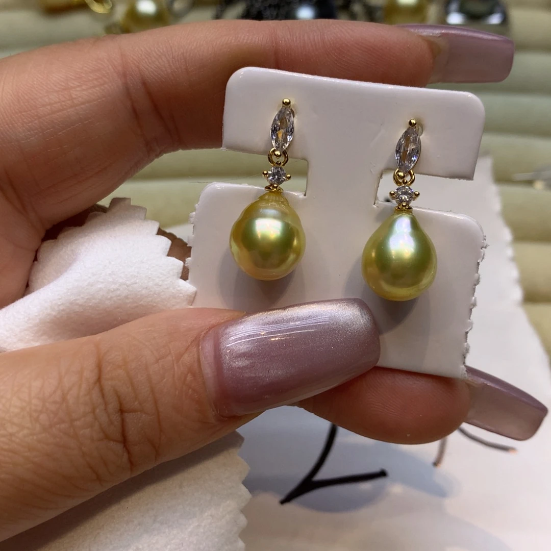 银S925镶嵌耳饰海水珍珠