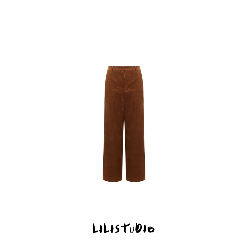 PCNY「棕意格调」不理理冬季新款女装设计感复古显瘦休闲长裤