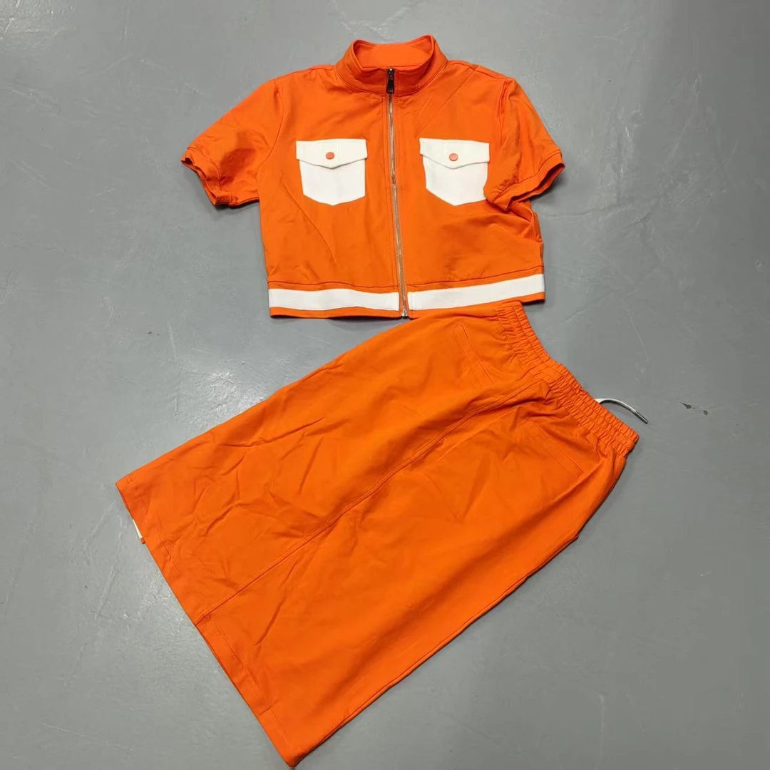 【南油玲姐】桔色短袖+半裙两件套套装63123