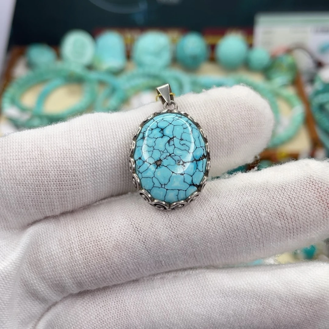 绿松石银S925镶嵌颈饰