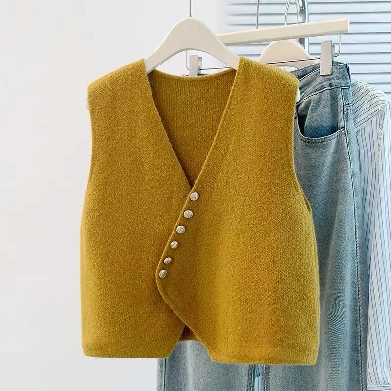 【780】2025秋季新款高级感气质V领针织衫马甲韩版时尚洋气上衣女