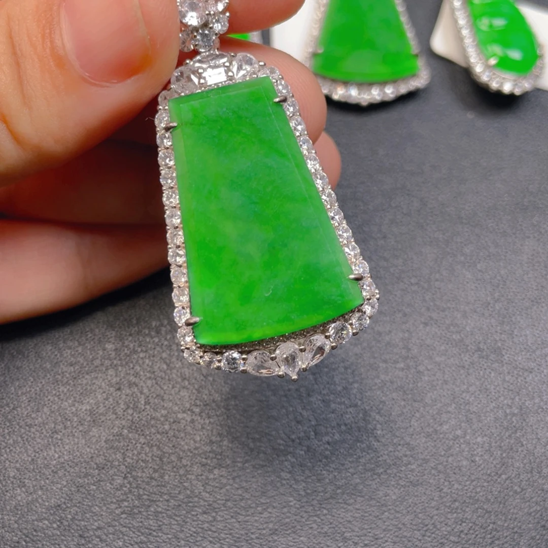 翡翠银S925镶嵌吊坠(不含链)