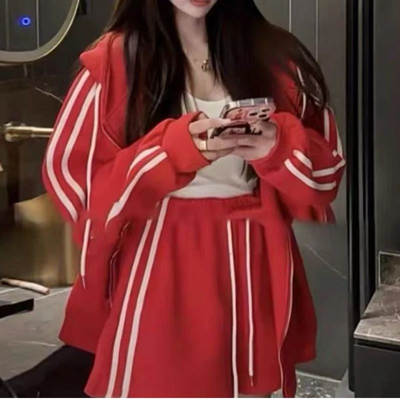 X jiu扒条休闲外套+半身裙2136
