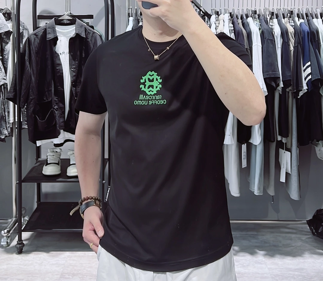 2025夏季男士棉欧货T恤休闲圆领半袖上衣潮流修身百搭轻奢时尚