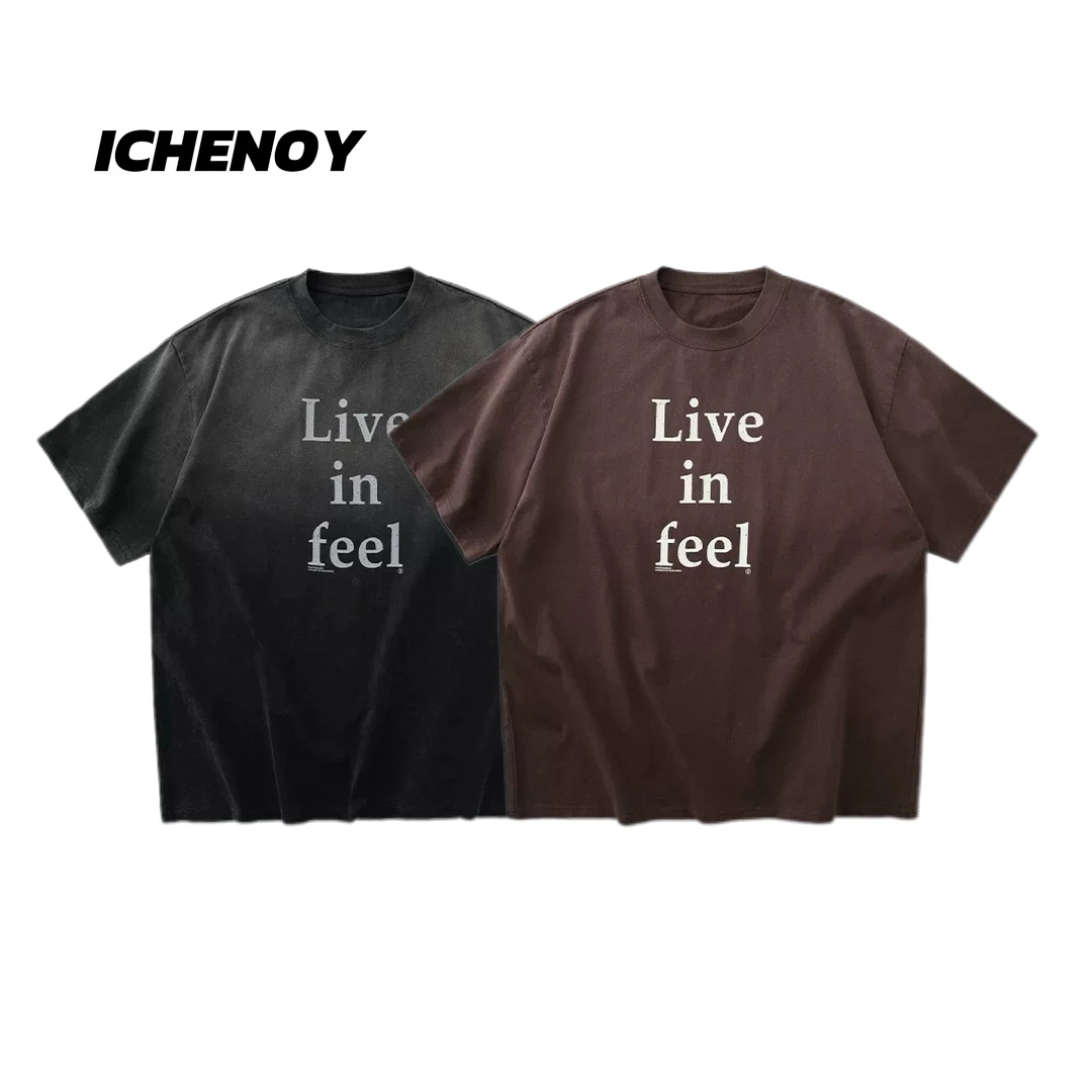 【大集】美式休闲渐变水洗短袖百搭宽松情侣出街潮流T恤SKY003